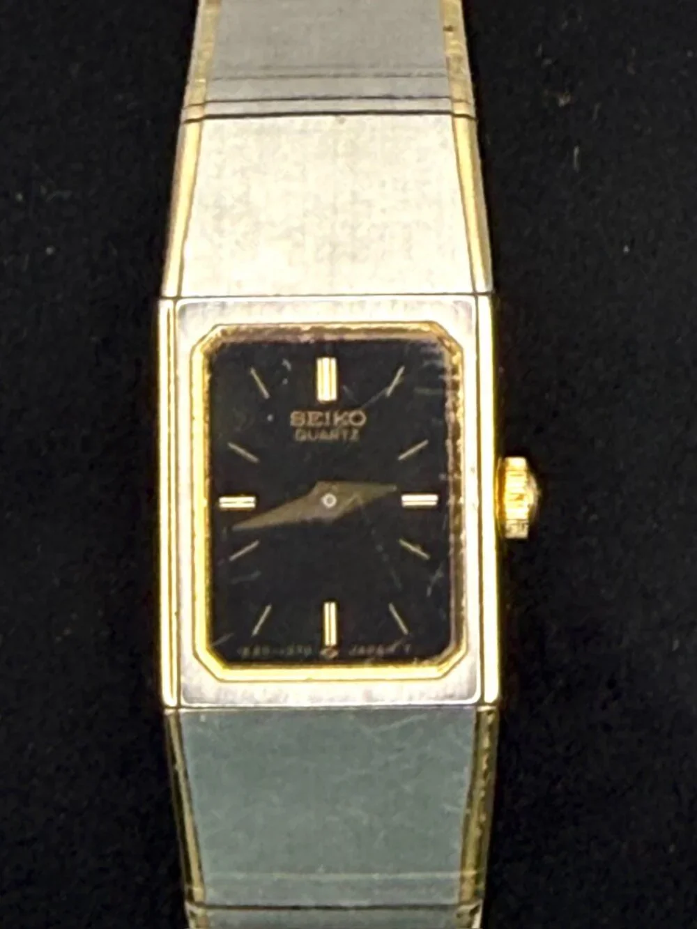Vintage 90’s Seiko Ladies Watch Petite Rectangular Silver Black Working